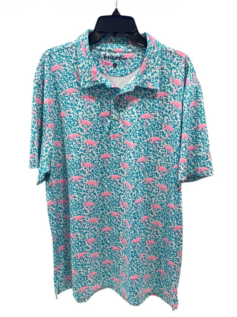 Chubbies The Domingo Performance Polo Flamingo Print Size XL